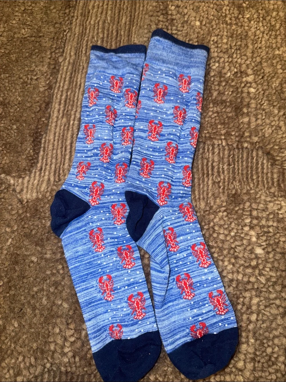 Men's Blue Lobster Pattern Crew Socks